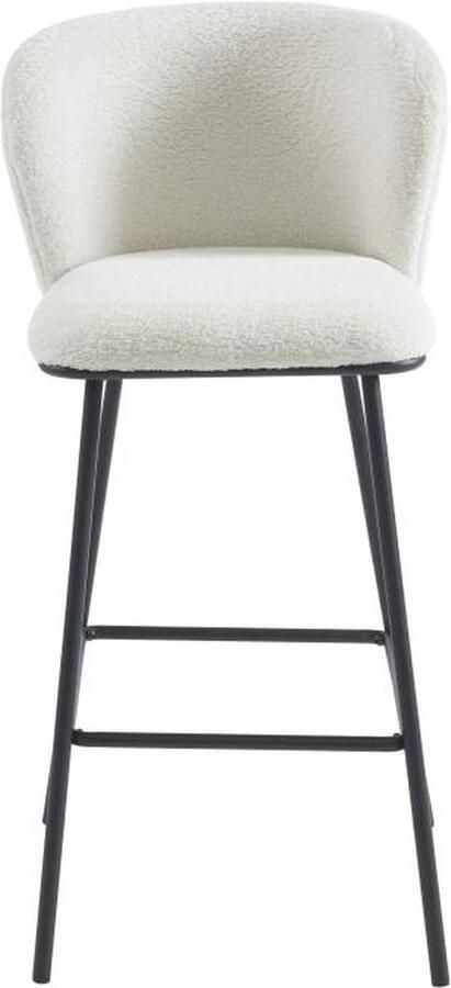 Vente-unique Set van 2 barkrukken in bouclé en metaal Wit SENORASE L 50 cm x H 97 cm x D 54 cm - Foto 2