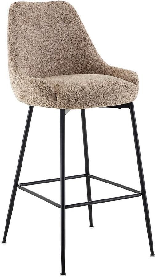 Pascal Morabito Set van 2 barkrukken in bouclé en zwart metaal Taupe TOYBA van L 52 cm x H 97 cm x D 58 cm - Foto 4