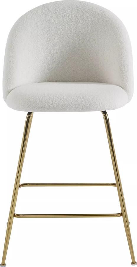 Vente-unique Set van 2 barkrukken in boucléstof en goudkleurig metaal Wit MELBOURNE L 51 cm x H 95 cm x D 58 cm