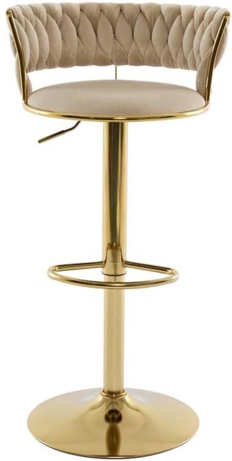 Vente-unique Set van 2 barkrukken in fluweel en goudkleurig metaal Regelbare hoogte Beige LOMYA L 51.5 cm x H 99 cm x D 50 cm - Foto 2