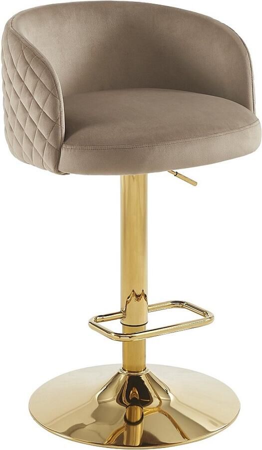 Pascal Morabito Set van 2 barkrukken in fluweel en goudkleurig metaal Regelbare hoogte Beige PERLANITA van L 54.5 cm x H 105.5 cm x D 52.5 cm - Foto 4