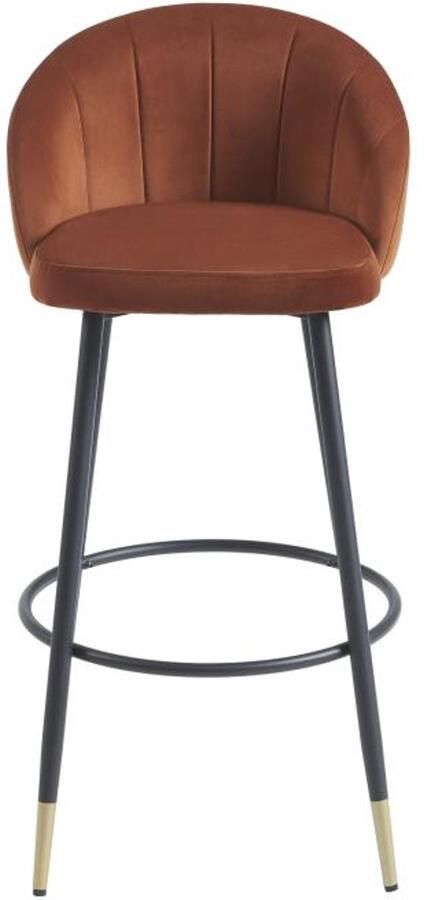 Vente-unique Set van 2 barkrukken in fluweel en metaal Terracotta ELIRAM L 49 cm x H 96 cm x D 58 cm