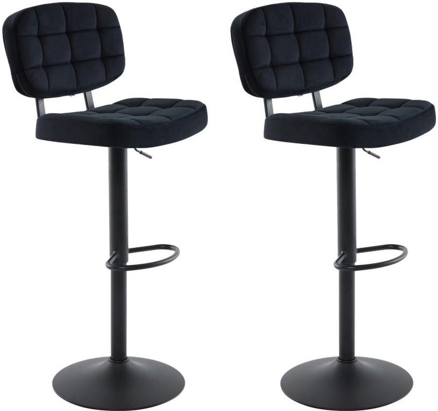 Vente-unique Set van 2 barkrukken in fluweel en metaal Verstelbare hoogte Zwart LINARA L 49 cm x H 114.5 cm x D 49 cm