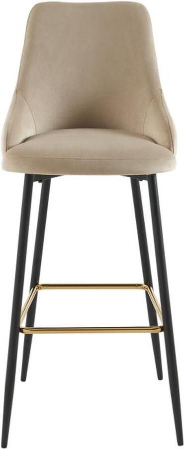 Vente-unique Set van 2 barkrukken in fluweel en zwart metaal – Beige – VELVINA L 48 cm x H 110 cm x D 56 cm - Foto 2