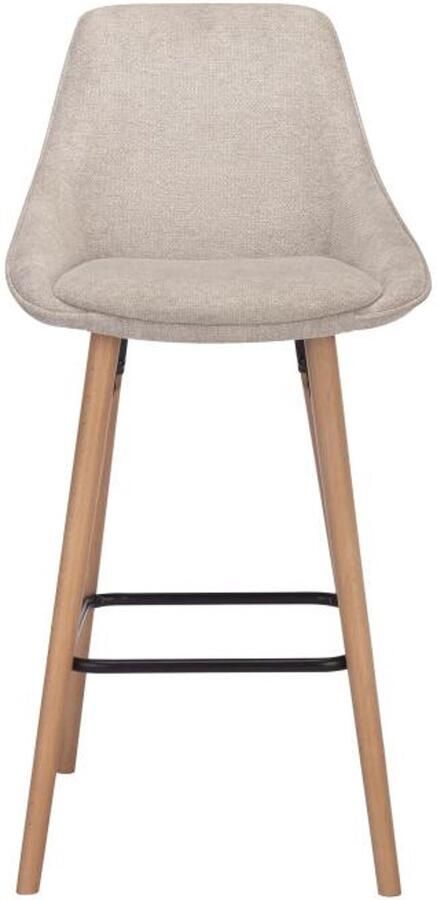 Vente-unique Set van 2 barkrukken in textuurstof en beukenhout Beige MASURIE L 47.5 cm x H 100 cm x D 53.5 cm