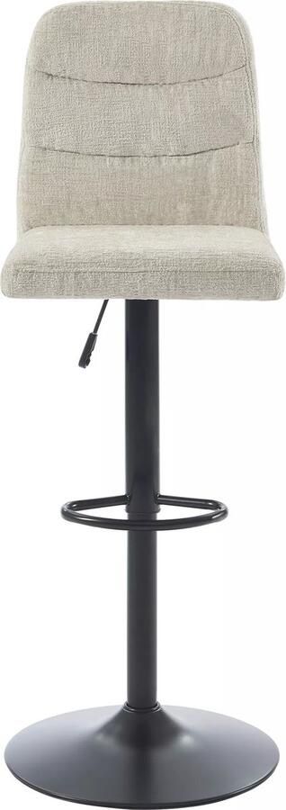 Vente-unique Set van 2 barkrukken in textuurstof en zwart metaal Verstelbare hoogte Beige KELIANO L 43 cm x H 121 cm x D 56 cm