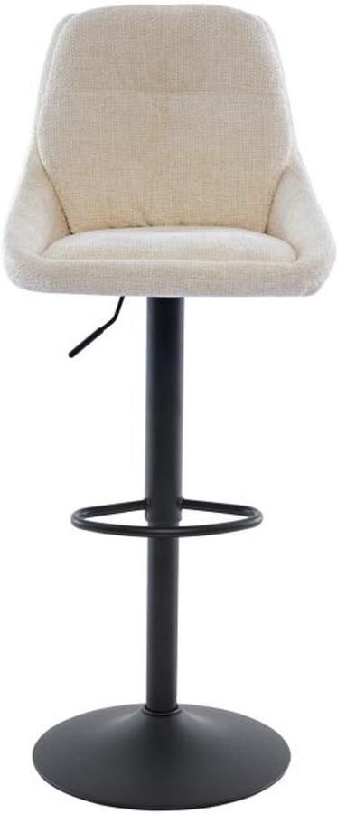 Vente-unique Set van 2 barkrukken in textuurstof en zwart metaal Verstelbare hoogte Crème LARANZA L 48.5 cm x H 118 cm x D 54 cm