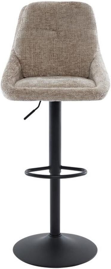 Vente-unique Set van 2 barkrukken in textuurstof en zwart metaal Verstelbare hoogte Taupe LARANZA L 48.5 cm x H 118 cm x D 54 cm