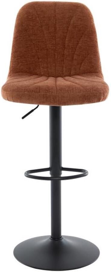 Vente-unique Set van 2 barkrukken in textuurstof en zwart metaal Verstelbare hoogte Terracotta LASANDRIA L 47 cm x H 117 cm x D 53.5 cm