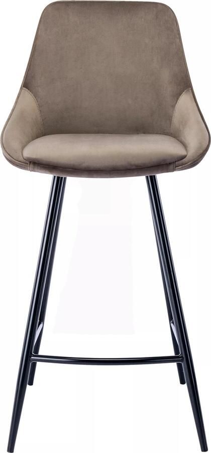 Vente-unique Set van 2 barkrukken MASURIE Fluweel Taupe L 48 cm x H 99 cm x D 51 cm