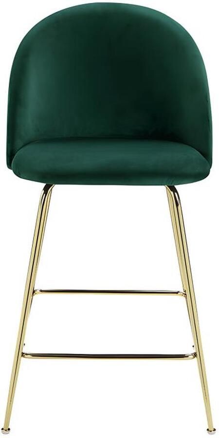 Vente-unique Set van 2 barkrukken MELBOURNE Fluweel en goudkleurig metaal Groen L 51 cm x H 95 cm x D 58 cm