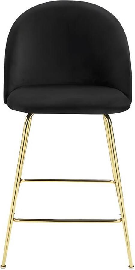 Vente-unique Set van 2 barkrukken MELBOURNE Fluweel en goudkleurig metaal Zwart L 51 cm x H 95 cm x D 58 cm