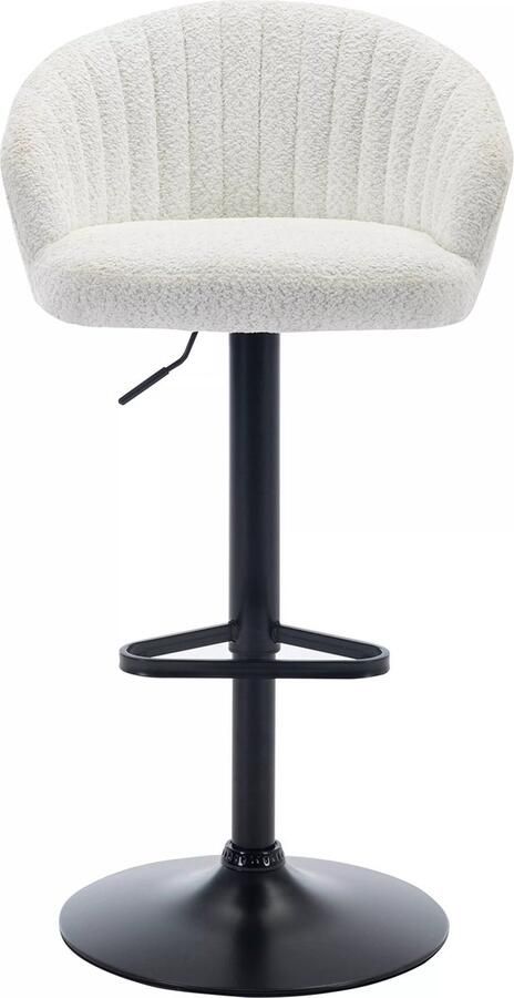 Vente-unique Set van 2 barkrukken van boucléstof en metaal Wit DORALIZ L 54 cm x H 105 cm x D 52 cm