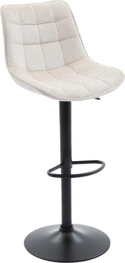 Vente-unique Set van 2 barkrukken van boucléstof en zwart metaal Verstelbare hoogte Wit LIMA II L 45 cm x H 109 cm x D 54 cm