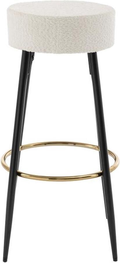 Vente-unique Set van 2 barkrukken van boucléstof en zwart staal Wit en goudkleurig BELINIO I L 39 cm x H 77 cm x D 39 cm - Foto 2