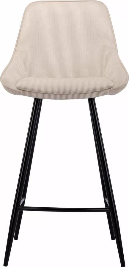 Vente-unique Set van 2 barkrukken van ribfluweel en zwart metaal Crèmewit MASURIE L 48 cm x H 99 cm x D 51 cm - Foto 2