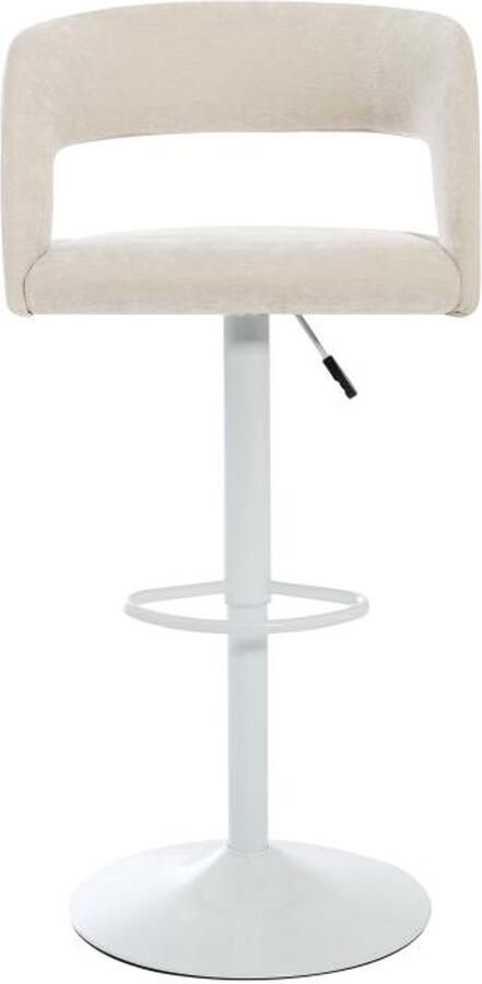 Vente-unique Set van 2 barkrukken van stof en wit metaal Verstelbare hoogte Crèmewit LAJUNIA L 53 cm x H 108.5 cm x D 52.5 cm - Foto 2
