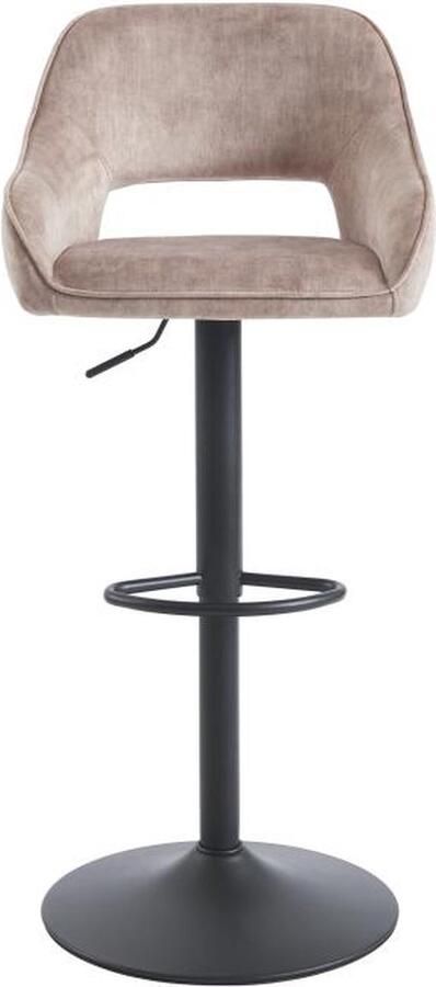 Vente-unique Set van 2 barkrukken van stof en zwart metaal Verstelbare hoogte Beige ZINEA L 51 cm x H 113.5 cm x D 54 cm - Foto 2