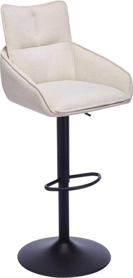 Vente-unique Set van 2 barkrukken van stof en zwart metaal Verstelbare hoogte Crèmewit LIKOLIA L 51 cm x H 116 cm x D 54 cm