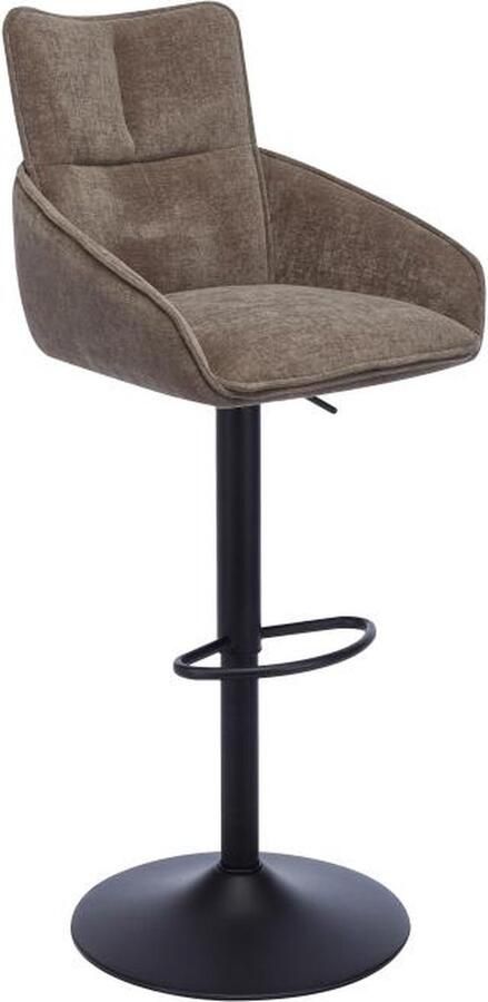 Vente-unique Set van 2 barkrukken van stof en zwart metaal Verstelbare hoogte Taupegrijs LIKOLIA L 51 cm x H 116 cm x D 54 cm