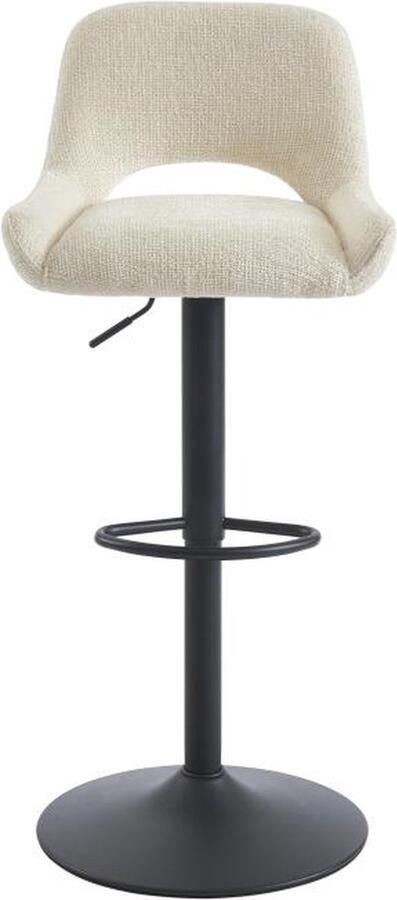 Vente-unique Set van 2 barkrukken van stof met textuur en zwart metaal Verstelbare hoogte Crèmewit MAYENO L 49.5 cm x H 110 cm x D 52 cm