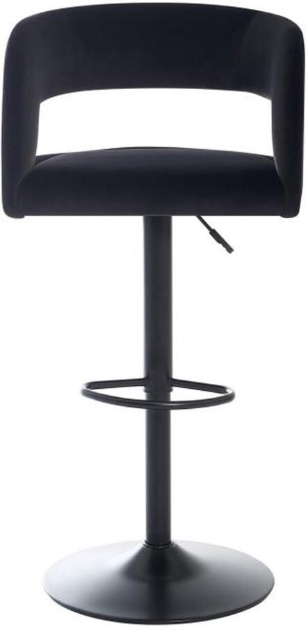 Vente-unique Set van 2 barkrukken van velours en metaal Verstelbare hoogte Zwart LAJUNIA L 53 cm x H 108.5 cm x D 52.5 cm