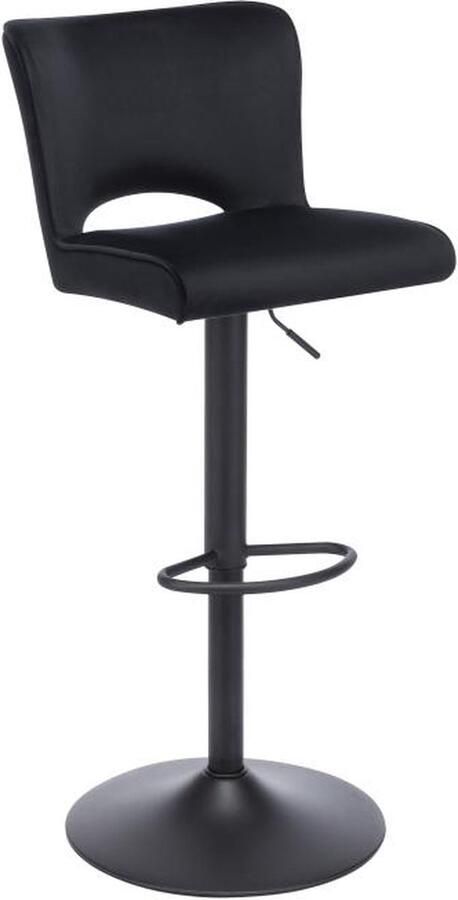 Vente-unique Set van 2 barkrukken van velours en metaal Verstelbare hoogte Zwart MIRIALO L 43 cm x H 110 cm x D 54.5 cm - Foto 2