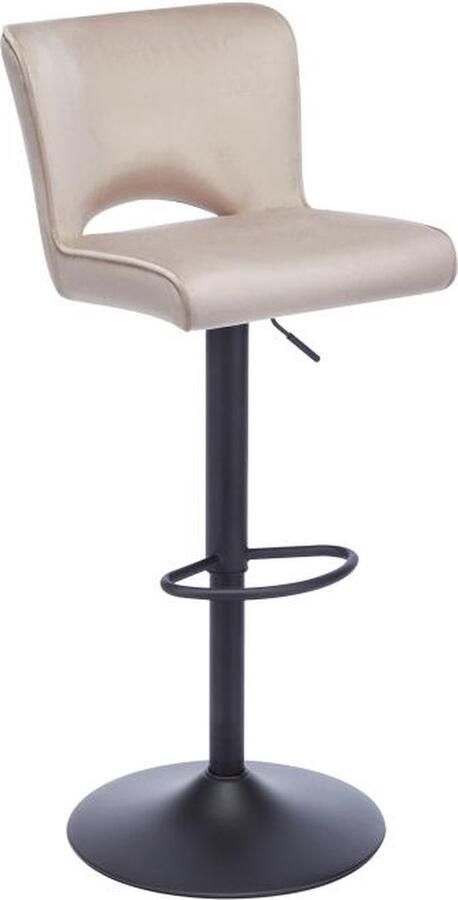 Vente-unique Set van 2 barkrukken van velours en zwart metaal Verstelbare hoogte Beige MIRIALO L 43 cm x H 110 cm x D 54.5 cm - Foto 2