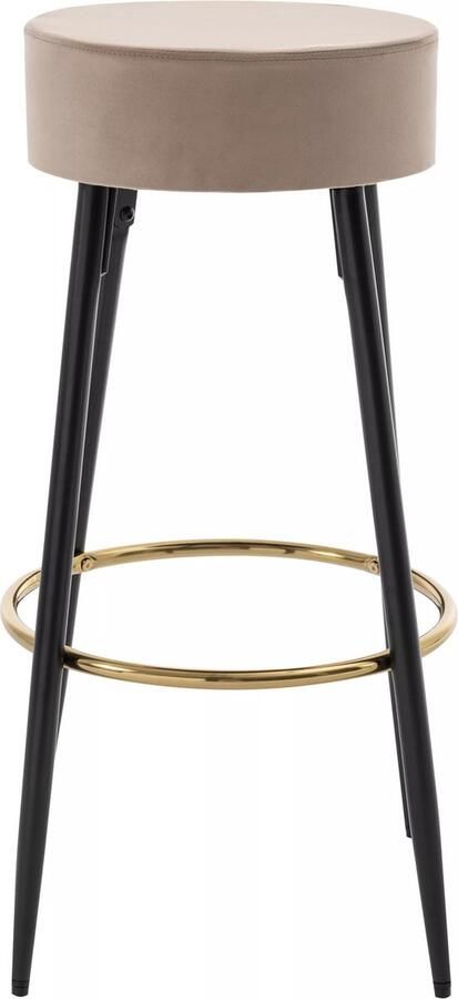Vente-unique Set van 2 barkrukken van velours en zwart staal Beige en goudkleurig BELINIO I L 39 cm x H 77 cm x D 39 cm - Foto 2