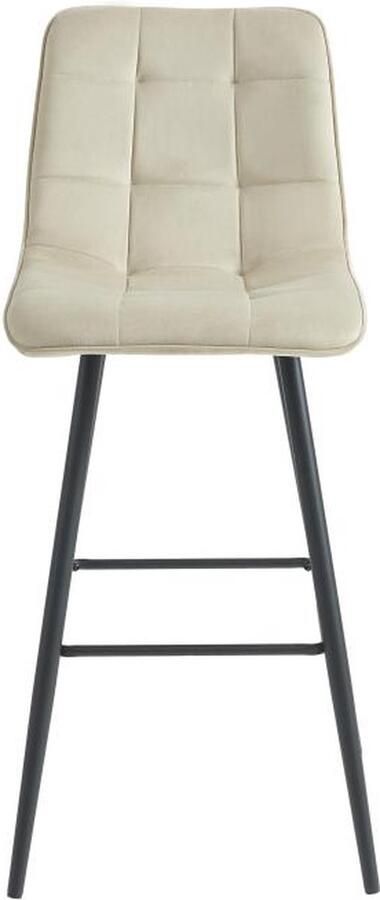 Vente-unique Set van 2 gewatteerde barkrukken in fluweel en metaal Beige OLLUA L 47 cm x H 107.5 cm x D 56 cm - Foto 2