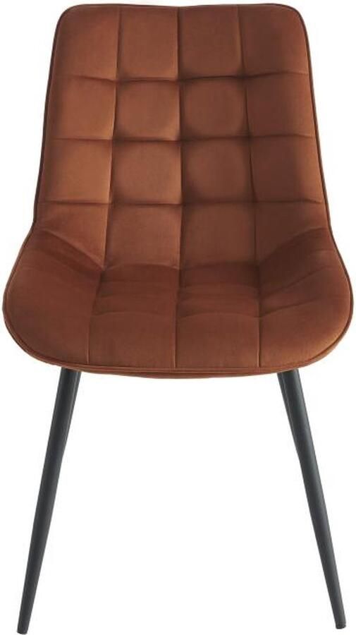 Vente-unique Set van 2 gewatteerde stoelen Fluweel en zwart metaal Terracotta OLLUA L 49.5 cm x H 87 cm x D 60 cm