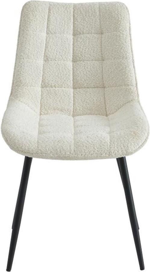 Vente-unique Set van 2 gewatteerde stoelen van boucléstof en zwart metaal Wit OLLUA L 49.5 cm x H 87 cm x D 60 cm