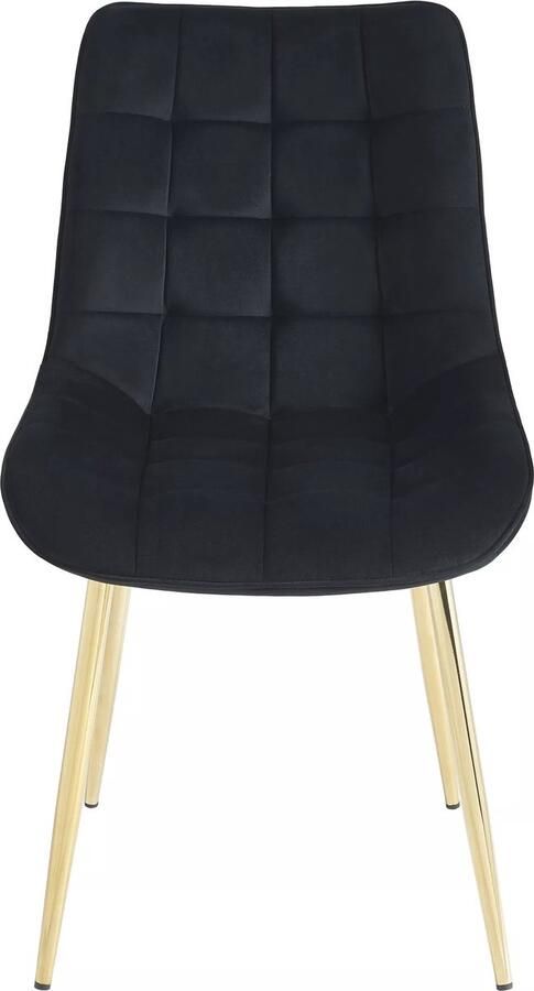 Vente-unique Set van 2 gewatteerde stoelen van velours en goudkleurig metaal Zwart OLLUA L 49.5 cm x H 87 cm x D 60 cm