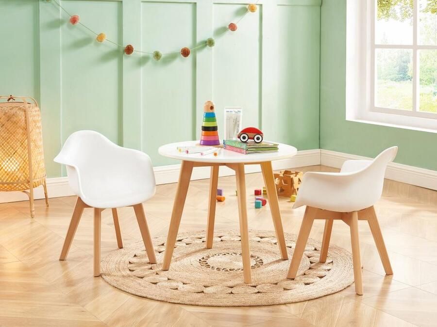 Vente-unique Set van 2 kinderstoelen met armleuningen van polypropyleen en beuken Wit POUPINETTE L 41.5 cm x H 57 cm x D 41.5 cm - Foto 2