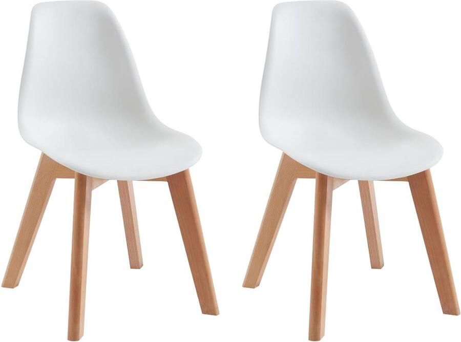 Vente-unique Set van 2 kinderstoelen van polypropyleen en beuken Wit LILINOU L 30.5 cm x H 58 cm x D 36.5 cm