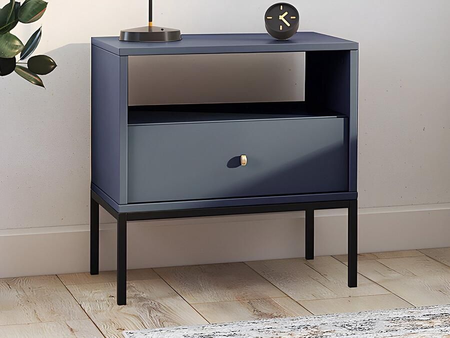 Vente-unique Set van 2 nachtkastjes 1 lade en 1 nis Blauw BOGDAN L 54 cm x H 56 cm x D 39 cm - Foto 2