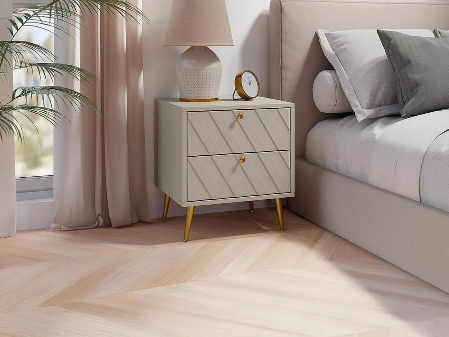 Pascal Morabito Set van 2 nachtkastjes 2 lades Beige TEODA van L 45 cm x H 40 cm x D 49.5 cm - Foto 3