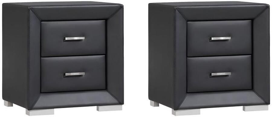 Vente-unique Set van 2 nachtkastjes – 2 lades – Zwart kunstleer – CAPITOLE L 51.5 cm x H 54.5 cm x D 43 cm