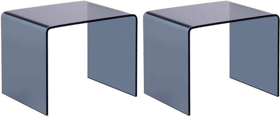 Vente-unique Set van 2 nachtkastjes Gebogen gehard en gerookt glas SUZANA L 50 cm x H 40 cm x D 40 cm
