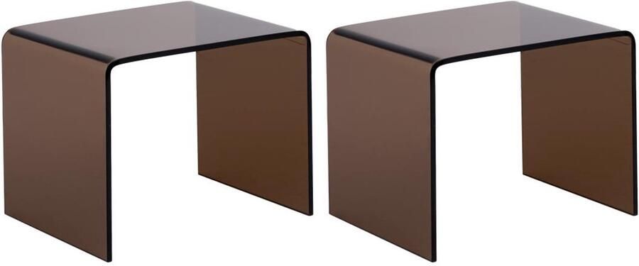 Vente-unique Set van 2 nachtkastjes Gebogen gehard glas Bruin SUZANA L 50 cm x H 40 cm x D 40 cm