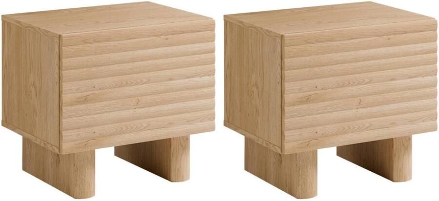 Vente-unique Set van 2 nachtkastjes met 1 deurtje MDF houtlook LUDIMA L 50 cm x H 46.1 cm x D 36.8 cm