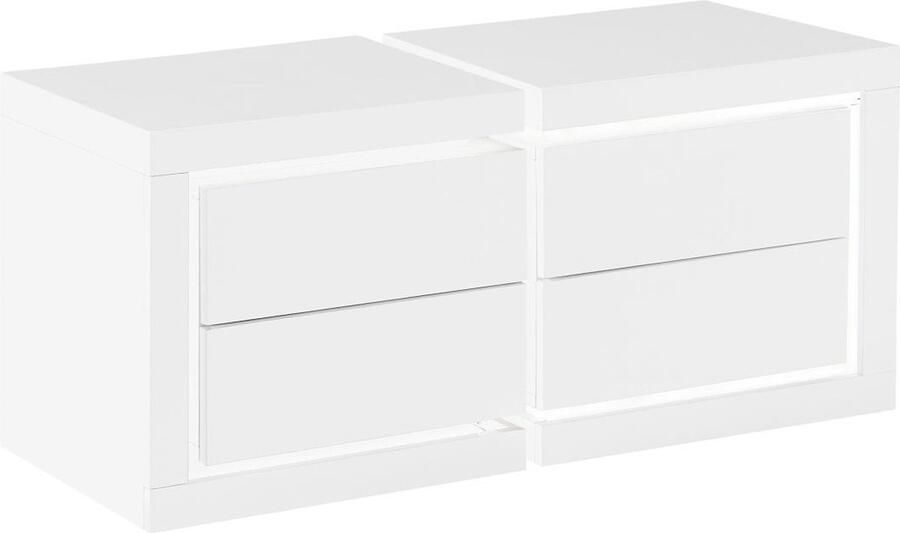 Vente-unique Set van 2 nachtkastjes met 2 lades Met ledverlichting Wit gelakt FLARANCIA L 50 cm x H 45 cm x D 40 cm - Foto 2
