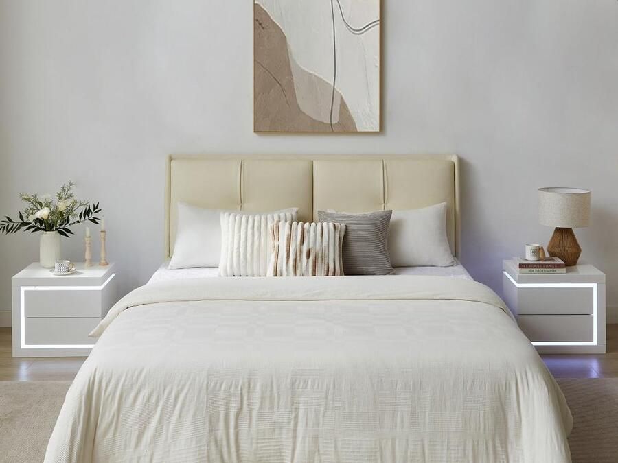 Vente-unique Set van 2 nachtkastjes met 2 lades Met ledverlichting Wit gelakt FLARANCIA L 50 cm x H 45 cm x D 40 cm