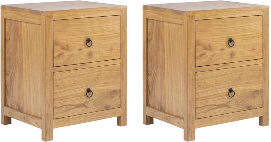 Vente-unique Set van 2 nachtkastjes met 2 lades Mindihout Naturel PILABO L 45 cm x H 55 cm x D 35 cm - Foto 2