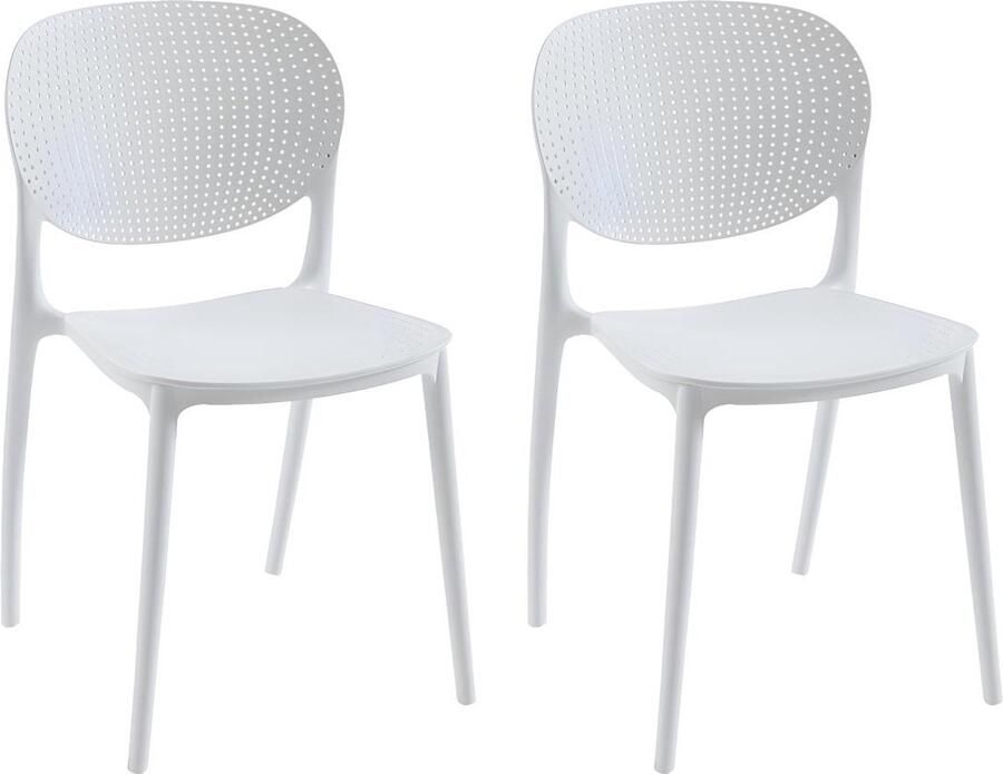Vente-unique Set van 2 polypropyleen stapelstoelen Wit CARETANE L 46 cm x H 81.5 cm x D 51 cm