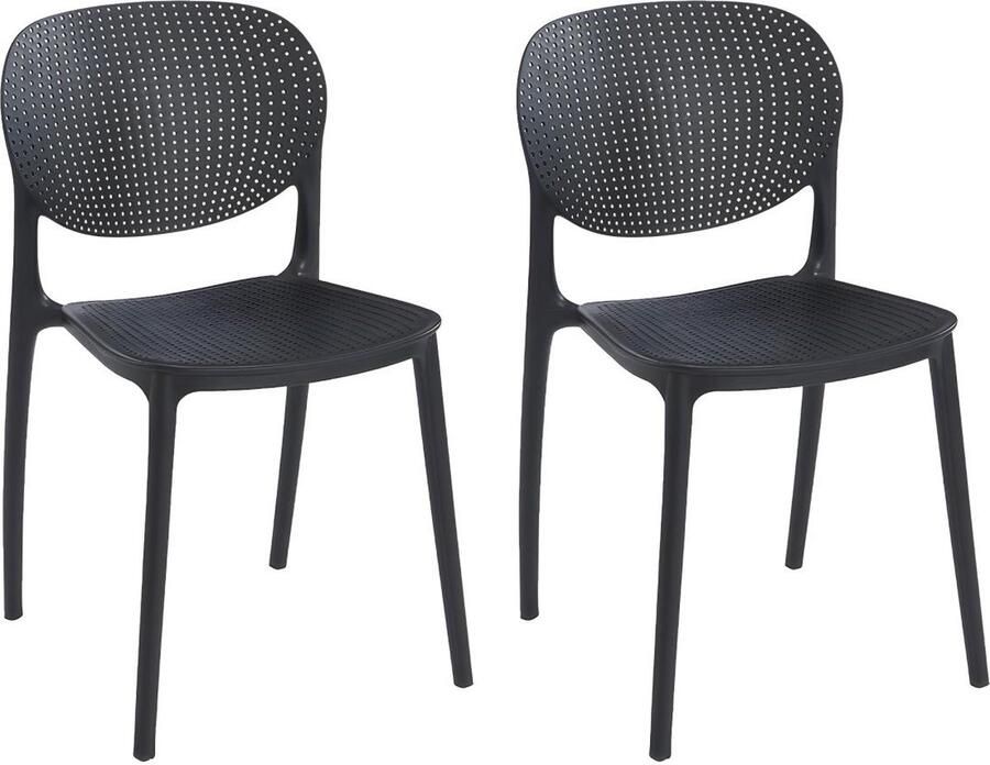 Vente-unique Set van 2 polypropyleen stapelstoelen Zwart CARETANE L 46 cm x H 81.5 cm x D 51 cm