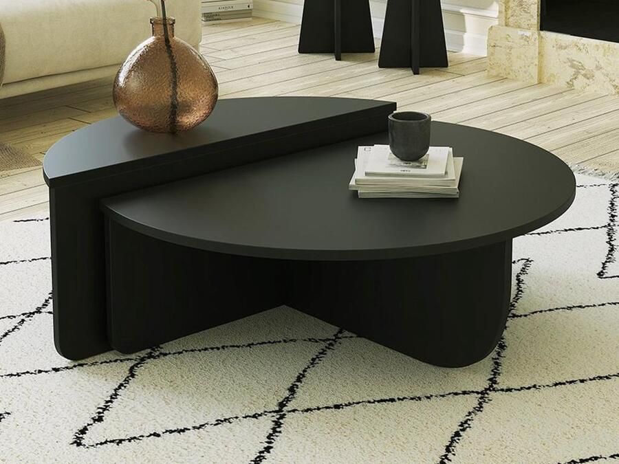 Vente-unique Set van 2 salontafels Zwart ALOEVA L 90 cm x H 30 cm x D 90 cm - Foto 4