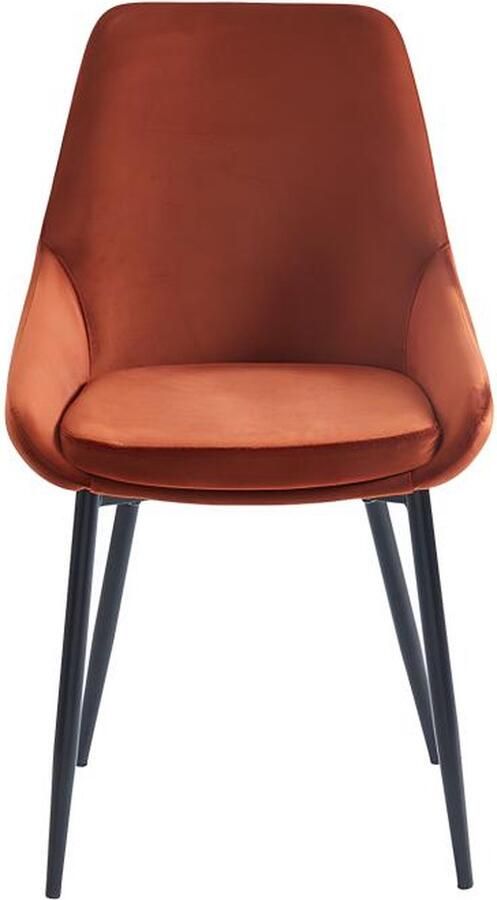 Vente-unique Set van 2 stoelen Fluweel en zwart metaal Terracotta MASURIE L 49 cm x H 85.5 cm x D 56 cm - Foto 2