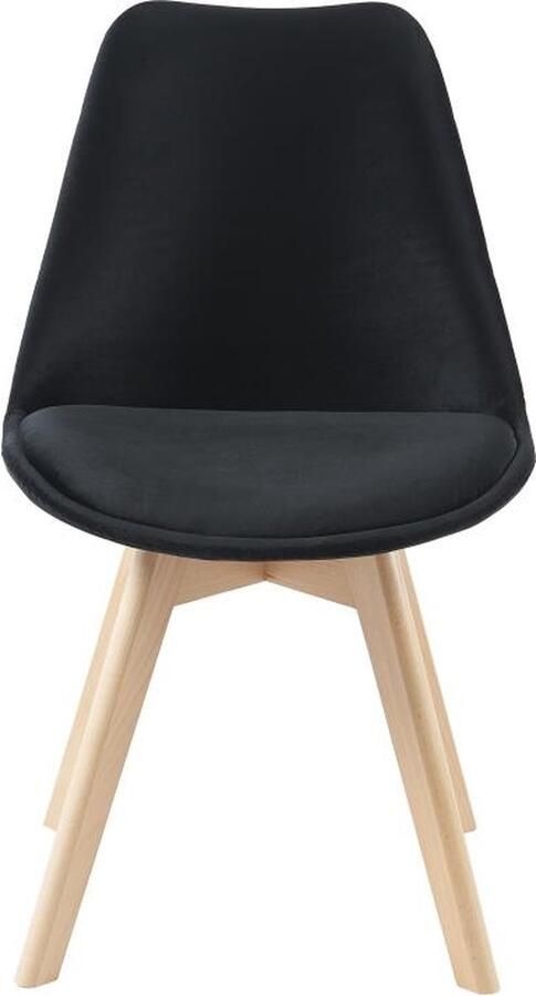 Vente-unique Set van 2 stoelen in fluweel en beuken Zwart JODY L 49 cm x H 82 cm x D 58 cm