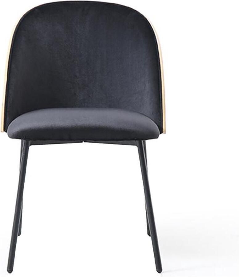 Vente-unique Set van 2 stoelen in fluweel en metaal Zwart en lichte houtlook MIJENIA L 51 cm x H 78 cm x D 58.5 cm